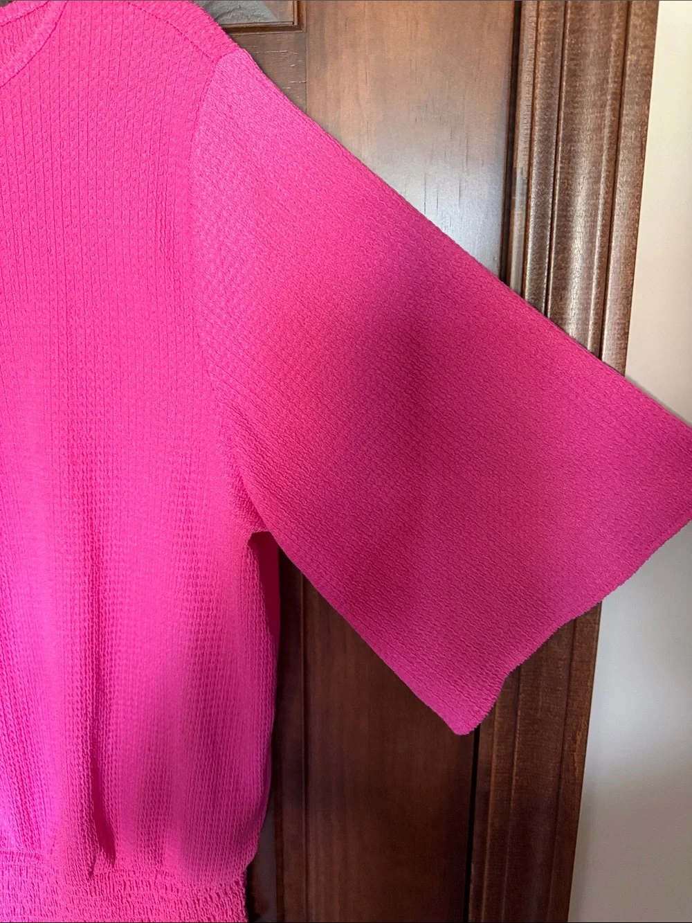 Michael Kors Hot Pink Textured Short Sleeve Top